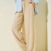Elastic Waist Palazzo Pants Beige