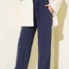 Elastic Waist Palazzo Pants Navy Blue