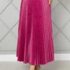 Elastic Waist Pleated Modest Skirt Fuchsia - الصورة 4