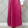 Elastic Waist Pleated Modest Skirt Fuchsia - الصورة 5