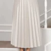 Elastic Waist Pleated Modest Skirt Stone - Image 2
