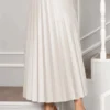 Elastic Waist Pleated Modest Skirt Stone - Image 3