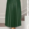 Elastic Waist Pleated Modest Skirt Emerald – Bild 2