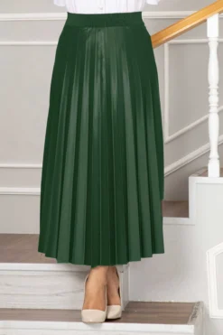 Alternative view of Elastic Waist Pleated Modest Skirt Emerald