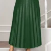 Elastic Waist Pleated Modest Skirt Emerald – Bild 3