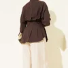 Belted Pleated Shirt Brown – Bild 3