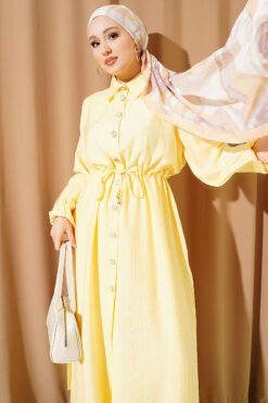 Alternative view of Belted Long Tunic Two-Piece Set Yellow