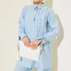 ⁦Ankle Tie Front Ribbed Two-Piece Set Blue⁩ - الصورة ⁦2⁩