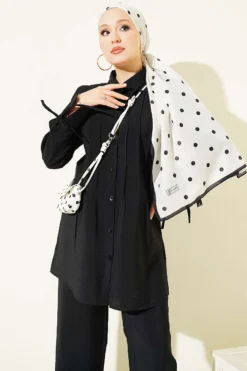 Alternative view of Ankle Tie Front Ribbed Two-Piece Set Black