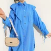 Ankle Tied V Neck Shirt Baby Blue - Afbeelding 5