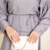 Ankle Button Blouse and Skirt Set Grey – Image 4