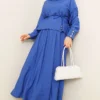 Ankle Button Blouse and Skirt Set