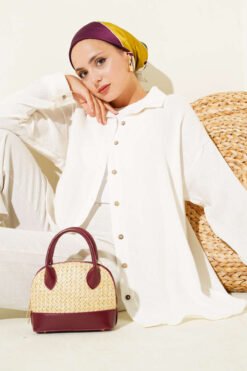 Ankle Button Basic Shirt Ecru