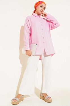 Alternative view of Ankle Button Basic Shirt Pink