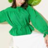 Short Belted Tunic with Ankle Elastic Green