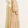 Ankle Elastic Tiered Chiffon Dress Beige - Imagen 4