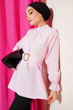 Ankle Elastic Waist Poplin Tunic Pink