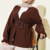 Ankle Fringed Linen Kimono Brown