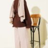 Ankle Fringed Linen Kimono Brown - immagine 3