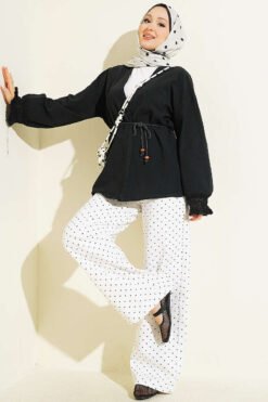Vista alternativa de Ankle Fringed Linen Kimono Black