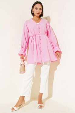 Alternative view of Ankle Length Brit Button-Up Shirt Pink
