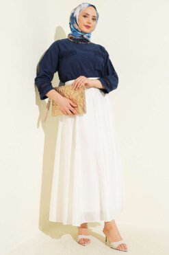Alternatieve weergave van Short Shirt with Ankle and Pocket Lace Navy Blue