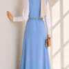 Bicycle Neck Loose Fitting Dress Baby Blue - immagine 3