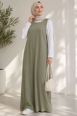 Alternative view of Bicycle Neck Loose Fitting Dress Khaki