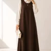 Bicycle Neck Loose Fitting Dress Brown
