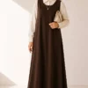 Bicycle Neck Loose Fitting Dress Brown – Image 2