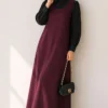 Bicycle Neck Loose Fitting Dress Plum