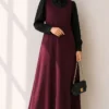 Bicycle Neck Loose Fitting Dress Plum – Image 2
