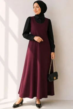 Alternative view of Bicycle Neck Loose Fitting Dress Plum