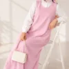 Bicycle Neck Loose Fitting Dress Pink