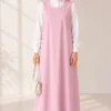 Bicycle Neck Loose Fitting Dress Pink - Image 2