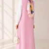 Bicycle Neck Loose Fitting Dress Pink - Image 3