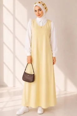Alternative view of Bicycle Neck Loose Fitting Dress Yellow