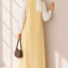 Bicycle Neck Loose Fitting Dress Yellow - Imagen 3