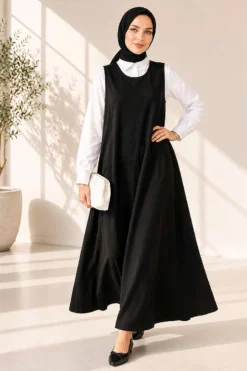 Alternative view of Bicycle Neck Loose Fitting Dress Black