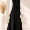 Bicycle Neck Loose Fitting Dress Black - Afbeelding 3