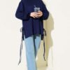 ⁦Crew Neck Side Tie Tunic Navy Blue⁩ - الصورة ⁦2⁩