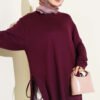 Crew Neck Side Tie Tunic Plum