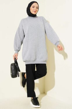 Vista alternativa di Turtleneck Balloon Sleeve Tunic Grey