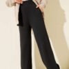 Wide Leg High Waist Elastic Pants Anthracite