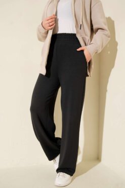 منظر بديل لـ Wide Leg High Waist Elastic Pants Anthracite