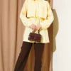 Bolero Detailed Tie Belt Tencel Shirt Yellow - Afbeelding 2