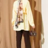 Bolero Detailed Tie Belt Tencel Shirt Yellow - Afbeelding 3