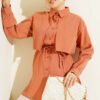 Bolero Detailed Tie Belt Tencel Shirt