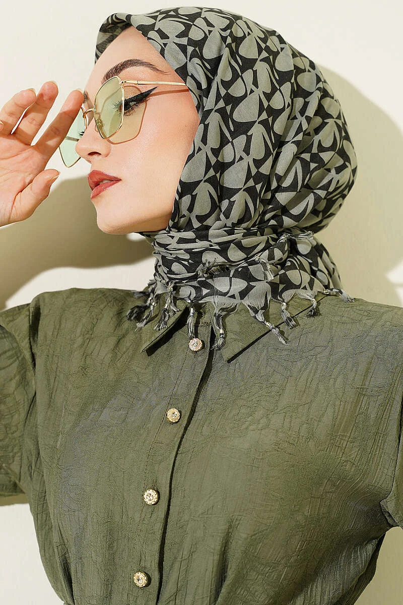 Beaded Detail Patterned Scarf - Afbeelding 2