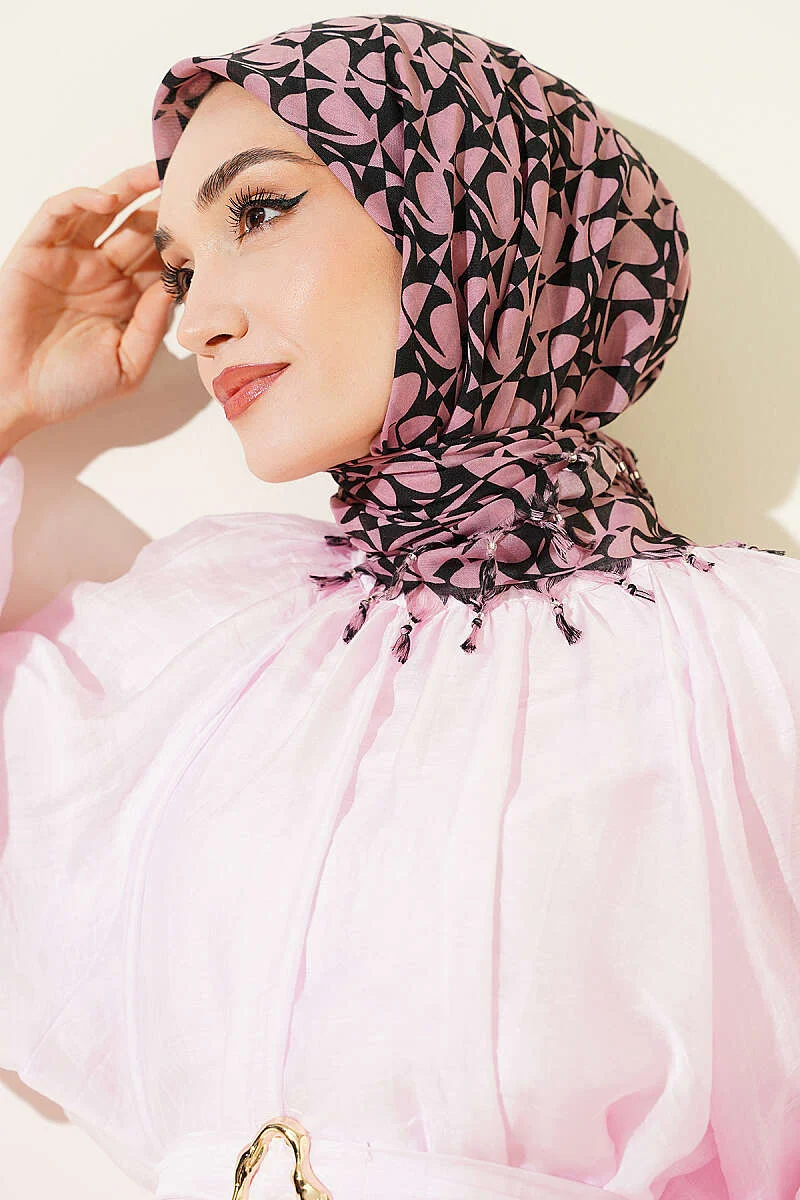 Beaded Detail Patterned Scarf - Imagen 2